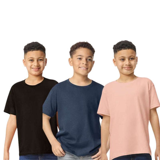 EG PRO Kid Boy Short Sleeve T Shirt Tees Heavy Cotton - 3 Pack