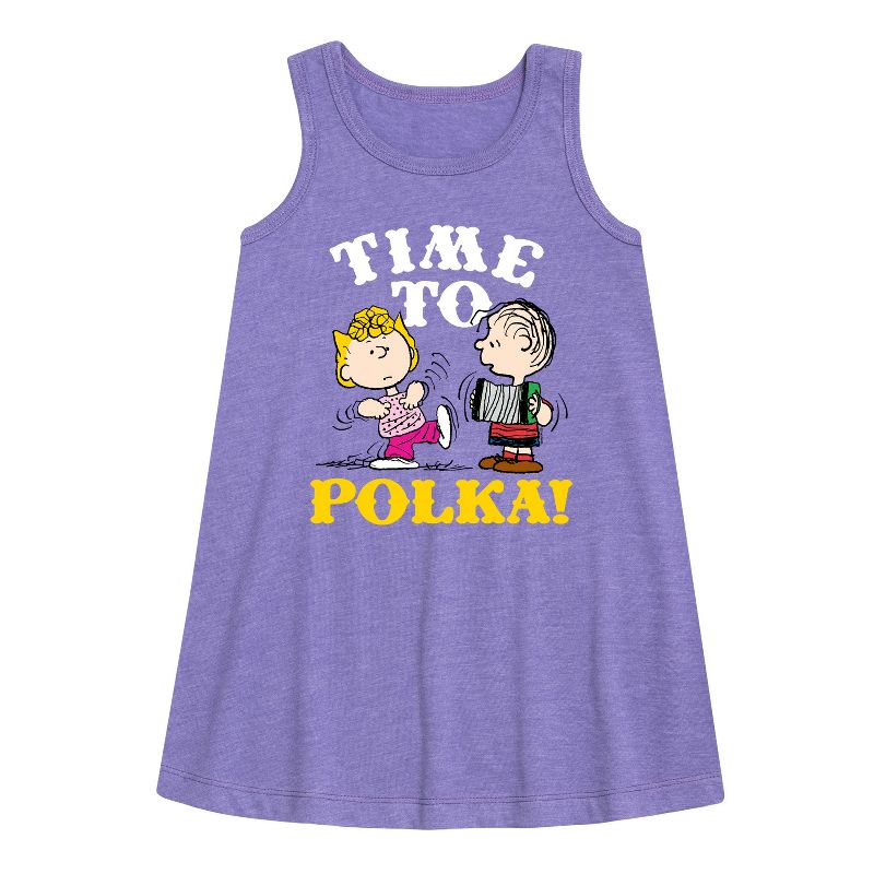 Girls' - Peanuts - Time To Polka Graphic Sleeveless Aline Dress