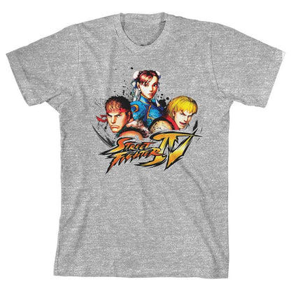 تيشيرت رياضي رمادي فاتح للأولاد من Street Fighter 4 لريو، تشون لي، وكين