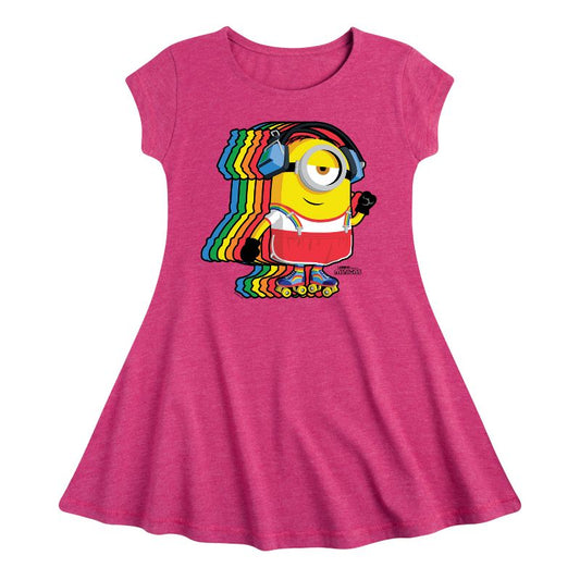 Girls' - Despicable Me Minions - Retro Rainbow Skater Fit & Flair Cap Sleeve Dress