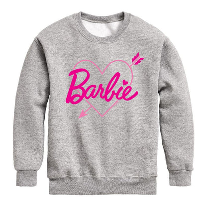 Boys' - Barbie - Barbie Arrow Heart Logo Graphic Long Sleeve Fleece Sweatshirt