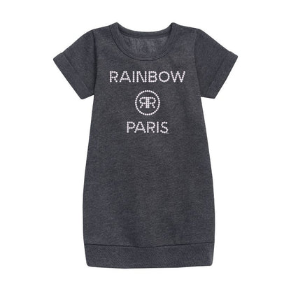 Girls' - Rainbow High - Rainbow Paris Pearls Graphic Short Sleeve Fleece Dress