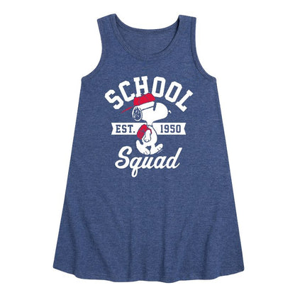 Girls' - Peanuts - Snoopy School Squad Graphic Sleeveless Aline Dress