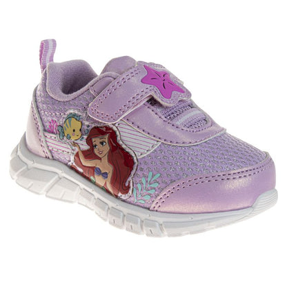 Disney Character Strap Shoes for Baby Girls - Little Mermaid Ariel Comftable Lightweight Sneakers (Size 2-4 Infant 5-6 Toddler)