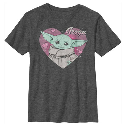 Boy's Star Wars The Mandalorian Valentine's Day The Child Heart Portrait T-Shirt