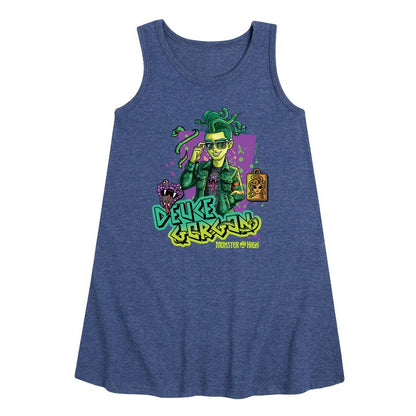 Girls' - Monster High - Deuce Gorgon Graphic Sleeveless Aline Dress