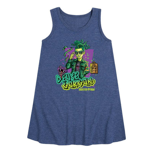 Girls' - Monster High - Deuce Gorgon Graphic Sleeveless Aline Dress