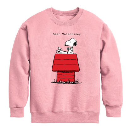 Boys' - Peanuts - Dear Valentine Snoopy Graphic Long Sleeve Fleece Sweatshirt