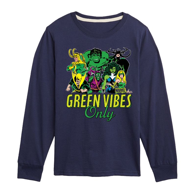 Boys' - Marvel - St. Patrick's Day Green Vibes Only Long Sleeve Graphic T-Shirt