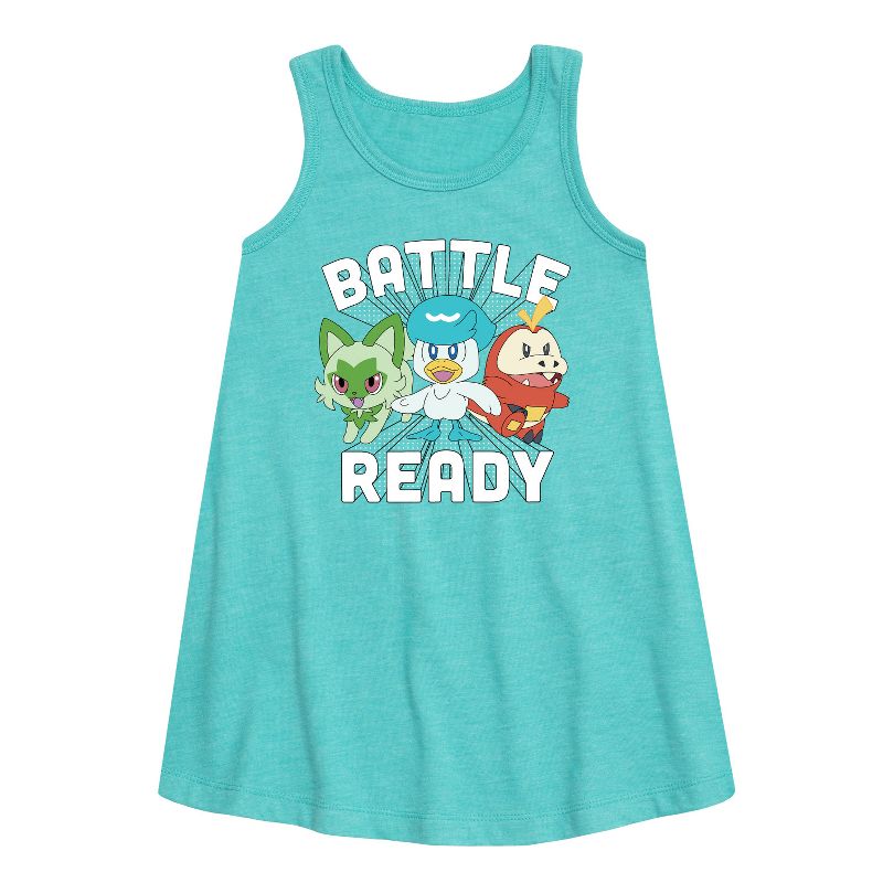 فستان بناتي بدون أكمام بتصميم بوكيمون - باتل ريدي جرافيكي