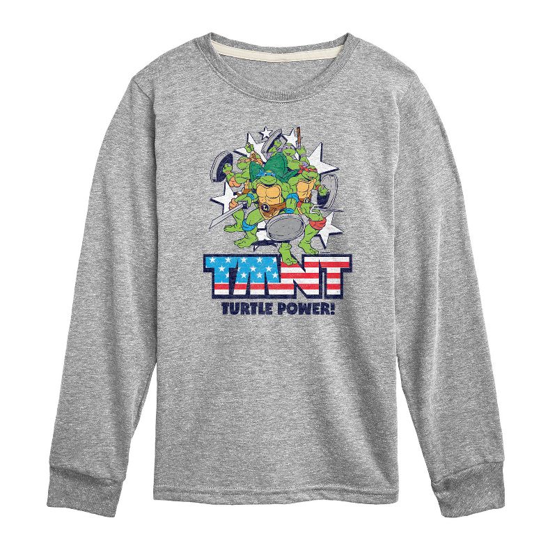 تي شيرت جرافيكي بأكمام طويلة من Turtle Power Americana للأولاد - سلاحف النينجا المراهقة المتحولة