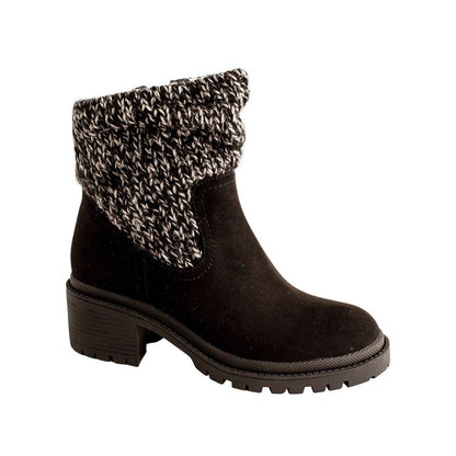Eastside - Girls Black Faux Suede Ankle Boot w/Sweater Top
