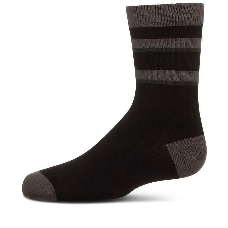 Memoi Boys Tonal Stripe Cotton Rich Crew Sock