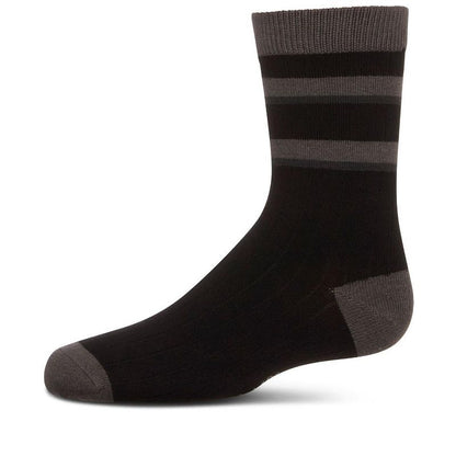 Memoi Boys Tonal Stripe Cotton Rich Crew Sock