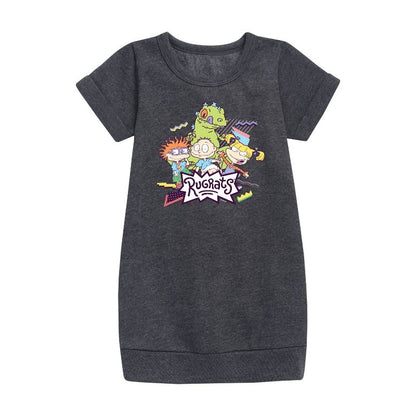Girls' - Rugrats - Retro Rugrats Graphic Short Sleeve Fleece Dress