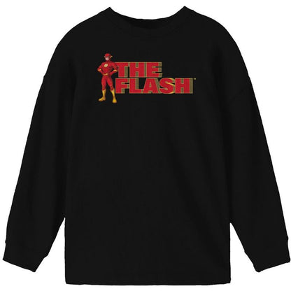 Flash Character Youth Boy's Black Long Sleeve Shirt