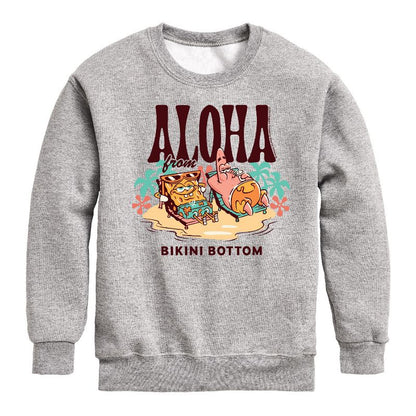 Boys' - SpongeBob SquarePants - Aloha From Bikini Bottom Graphic Long Sleeve Fleece Sweatshirt