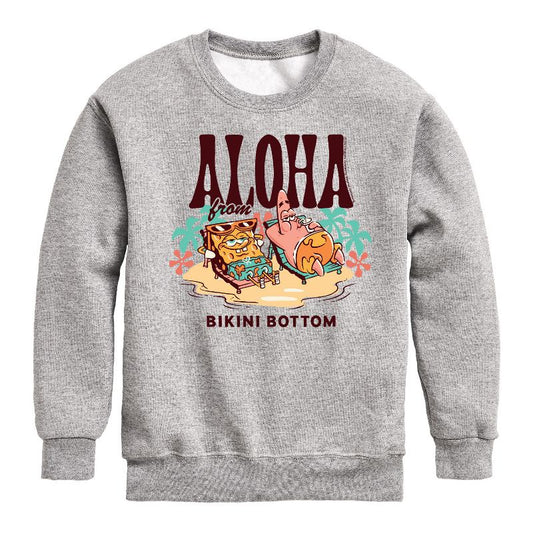Boys' - SpongeBob SquarePants - Aloha From Bikini Bottom Graphic Long Sleeve Fleece Sweatshirt