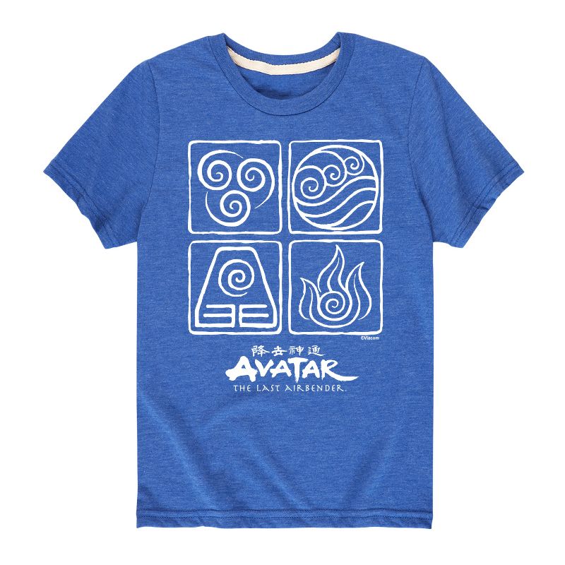 Boys' - Avatar: The Last Airbender - Air Water Earth Fire Grid Short Sleeve Graphic T-Shirt