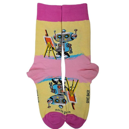 Robot Artist Socks from the Sock Panda (3 Sizes - Large, Medium, Small)