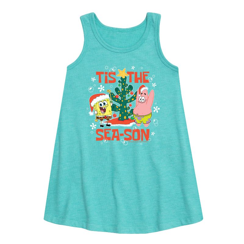 Girls' - SpongeBob SquarePants - Tis The Season Graphic Sleeveless Aline Dress