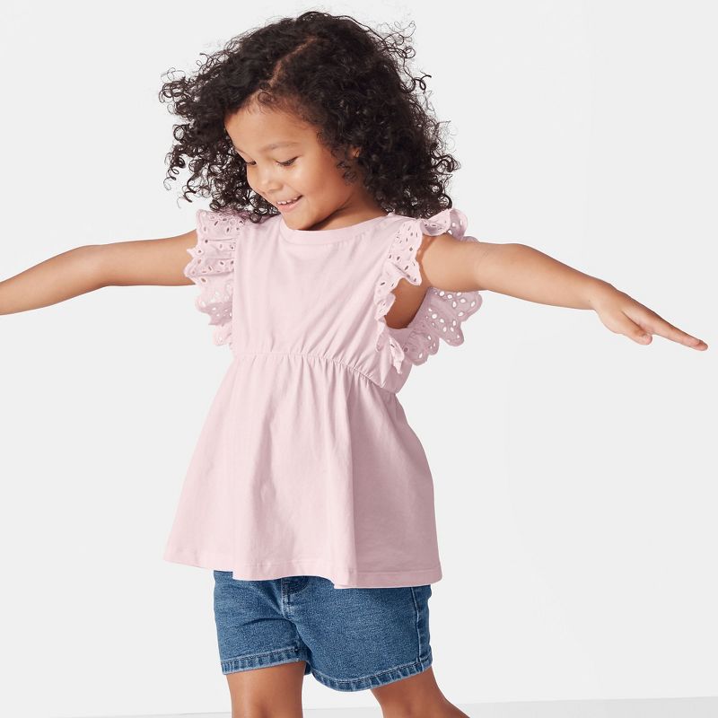 Lands' End Kids Flutter Sleeve Tiered Peasant Top