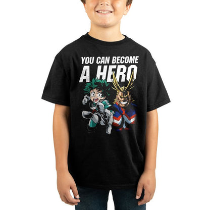 تي شيرت أسود برسومات كرتونية من أنمي ماي هيرو أكاديميا للأولاد