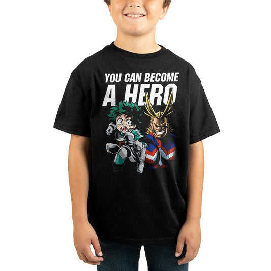 تي شيرت أسود برسومات كرتونية من أنمي ماي هيرو أكاديميا للأولاد