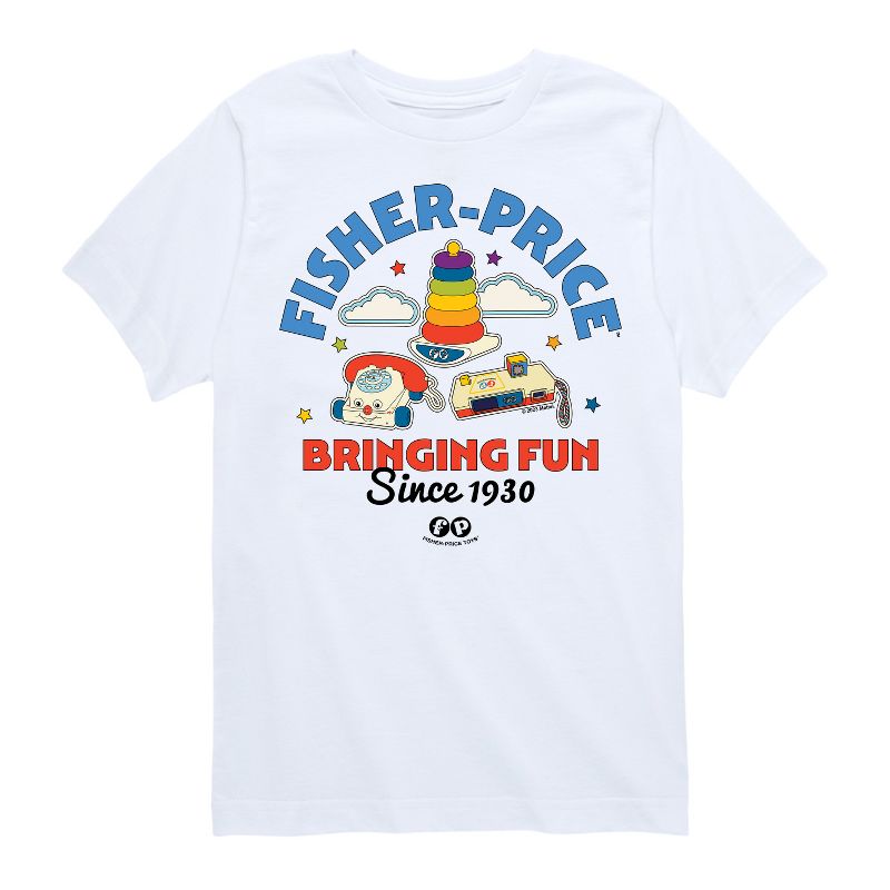 تي شيرت جرافيكي بأكمام قصيرة للأولاد من فيشر برايس - ألعاب تجلب المرح منذ عام ١٩٣٠