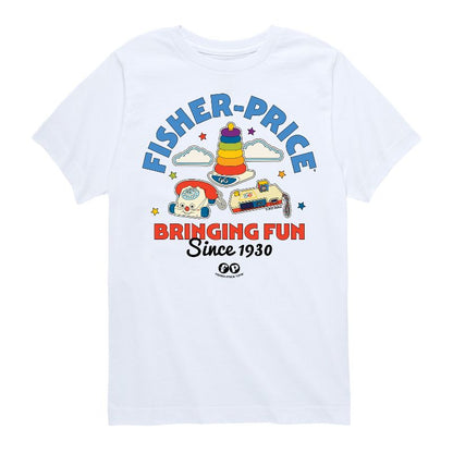 تي شيرت جرافيكي بأكمام قصيرة للأولاد من فيشر برايس - ألعاب تجلب المرح منذ عام ١٩٣٠
