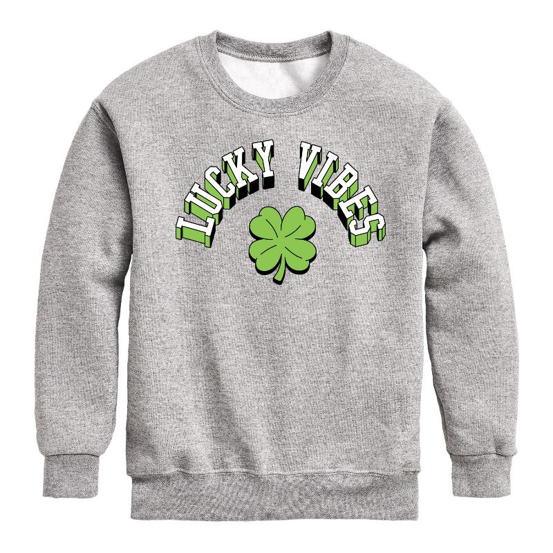 Boys' - Instant Message - St. Patrick's Day Lucky Vibes Graphic Long Sleeve Fleece Sweatshirt
