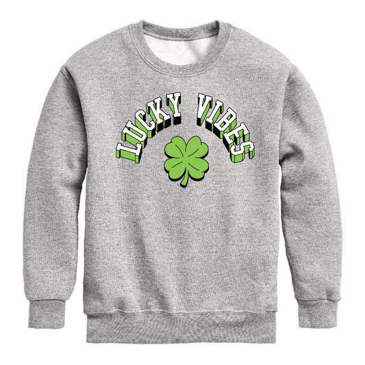 Boys' - Instant Message - St. Patrick's Day Lucky Vibes Graphic Long Sleeve Fleece Sweatshirt