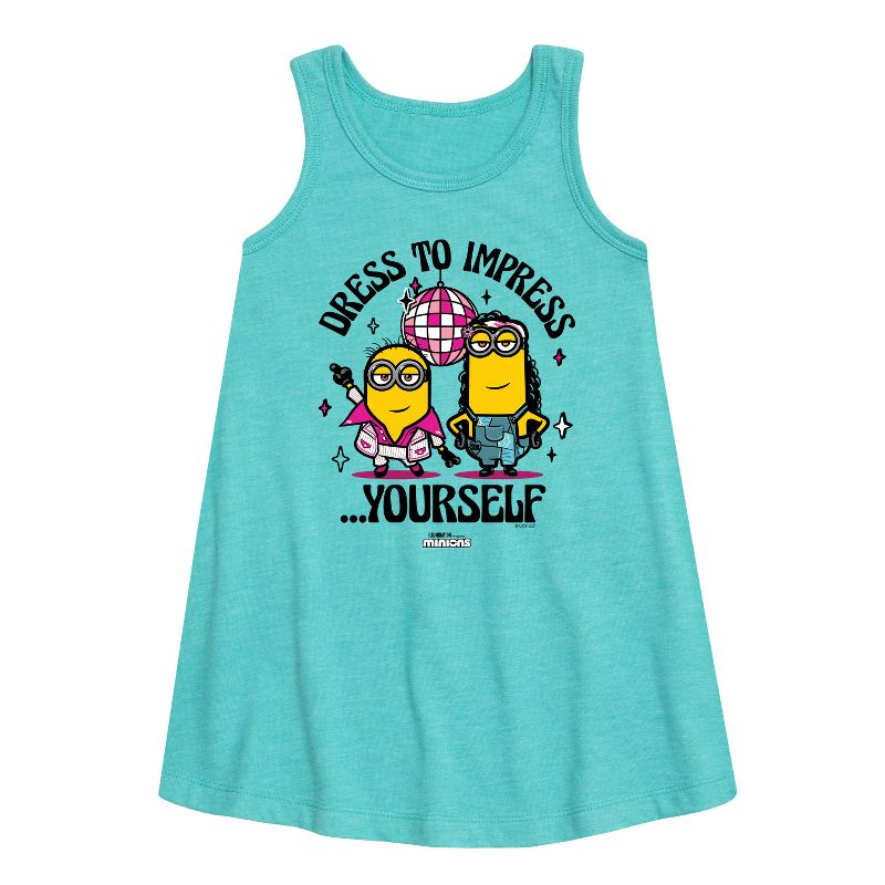 فستان بناتي من فيلم Despicable Me Minions - فستان جذاب بدون أكمام برسومات جرافيكية