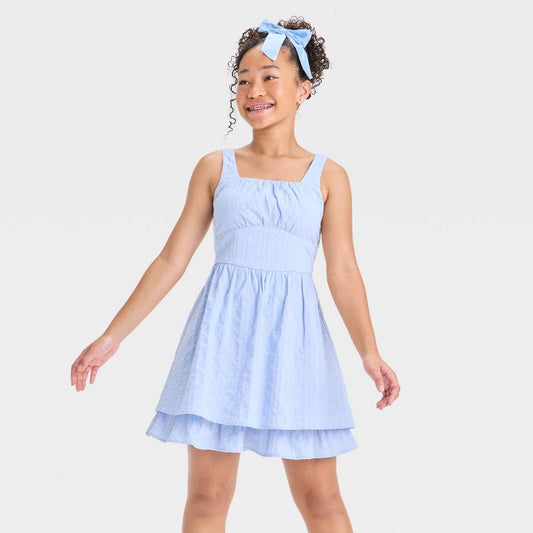 Girls' Ruched Fit & Flare Empire Waist Mini Dress - art class™