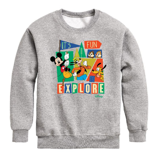 Boys' - Disney - Its Fun To Explore Graphic Long Sleeve Fleece Sweatshirt