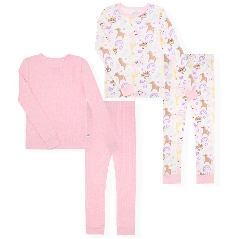 Sleep On It Girls 2-Pack Bamboo Snug Fit Girls Pajama Sets - Toddler Pajamas to Girls Pajamas Set