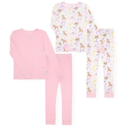 Sleep On It Girls 2-Pack Bamboo Snug Fit Girls Pajama Sets - Toddler Pajamas to Girls Pajamas Set