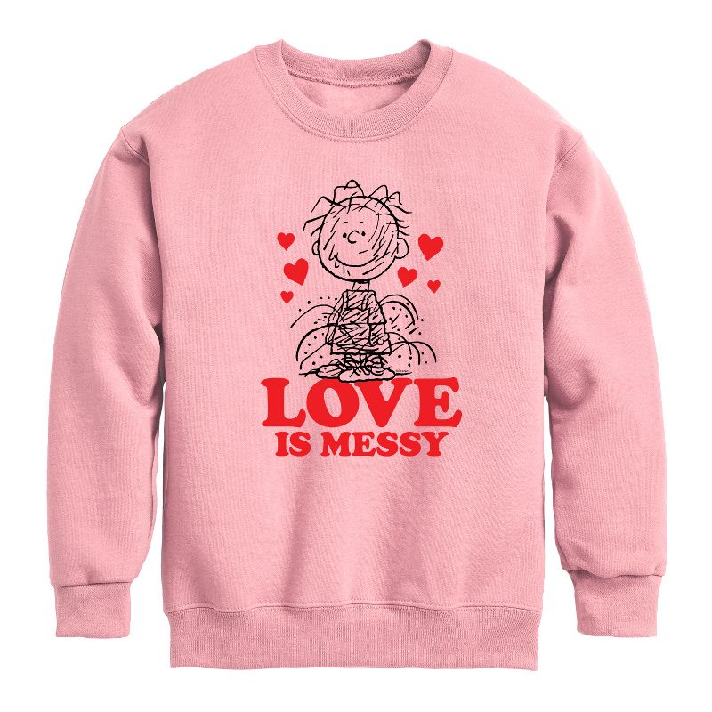 Boys' - Peanuts - Pigpen Love Is Messy Graphic Long Sleeve Fleece Sweatshirt
