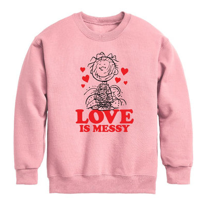 Boys' - Peanuts - Pigpen Love Is Messy Graphic Long Sleeve Fleece Sweatshirt