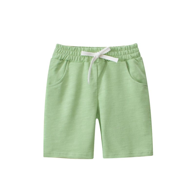 MyKids-USA Boys Solid Color Green Soft Casual Style Shorts