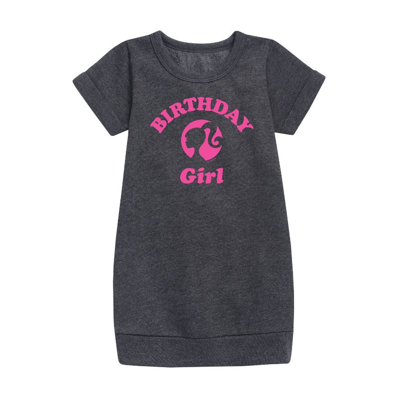 Girls' - Barbie - Birthday Girl Graphic Short Sleeve Fleece Dress