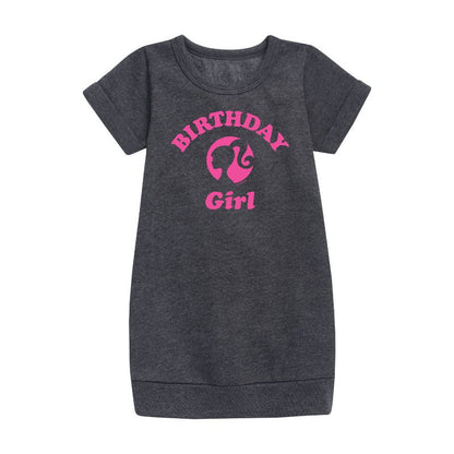 Girls' - Barbie - Birthday Girl Graphic Short Sleeve Fleece Dress