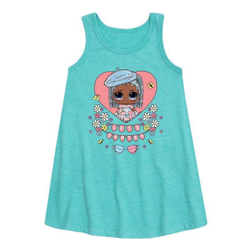 فستان "هولا مفاجأة!" للفتيات - فستان "ليتس بار تي" بدون أكمام بتصميم جرافيكي