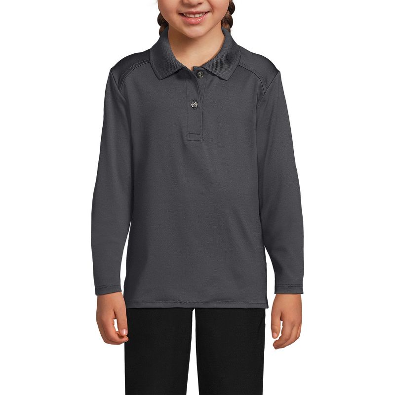 Lands' End School Uniform Kids Long Sleeve Feminine Fit Rapid Dry Polo Shirt
