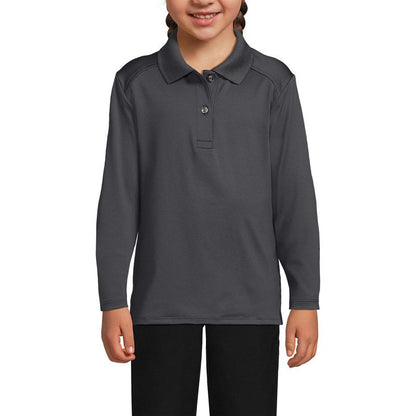 Lands' End School Uniform Kids Long Sleeve Feminine Fit Rapid Dry Polo Shirt