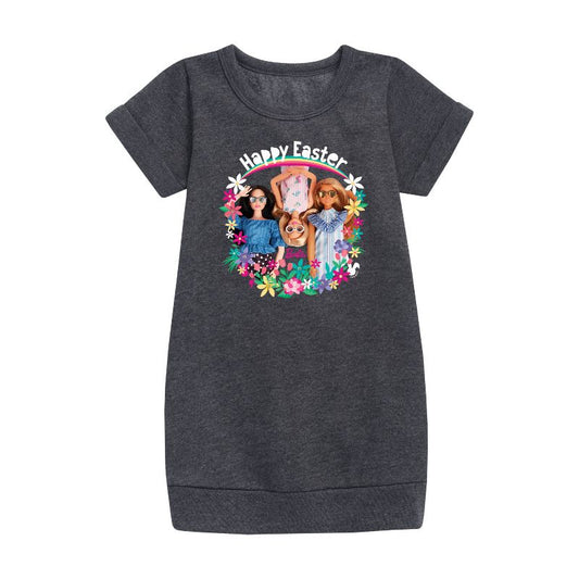 Girls' - Barbie - Easter Graphic Short Sleeve Fleece Dress
