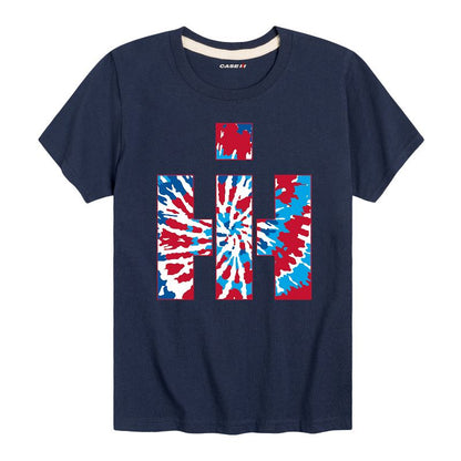 Boys' - Case IH - Red White Blue Tie Dye Logo Short Sleeve Graphic T-Shirt