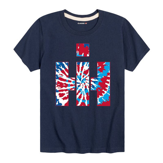 Boys' - Case IH - Red White Blue Tie Dye Logo Short Sleeve Graphic T-Shirt