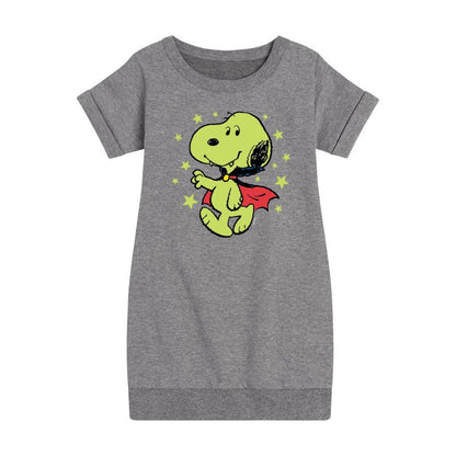 فستان صوف بأكمام قصيرة مطبوع عليه رسومات نجوم مصاص الدماء سنوبي للفتيات - الفول السوداني