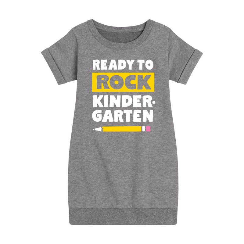 فستان صوف بأكمام قصيرة برسومات جرافيكية للأطفال - رسالة فورية - جاهز للانطلاق في رياض الأطفال